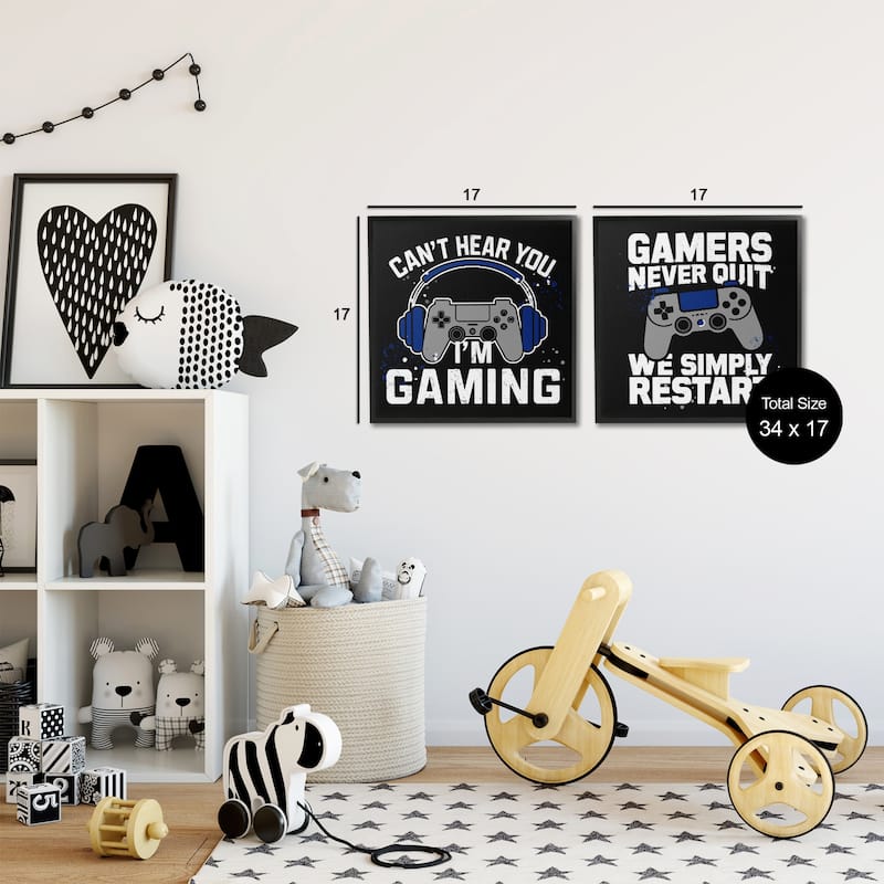 Stupell Hardcore Gamer Expressions Framed Giclee Art Design By Kim Allen (Set of 2)