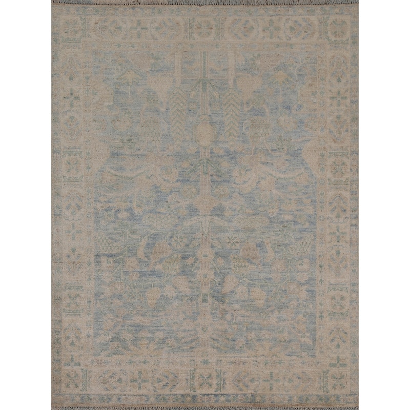 Vegetable Dye Oushak Turkish Oriental Area Rug Handmade Wool Carpet - 3'11" x 4'11"