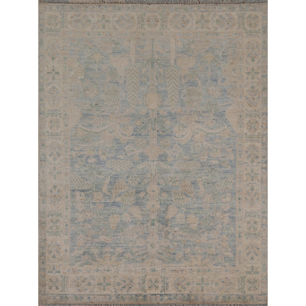 Vegetable Dye Oushak Turkish Oriental Area Rug Handmade Wool Carpet - 3'11" x 4'11"