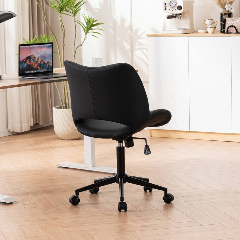 Swivel Armless Ergonomic Office Chair with Wheels