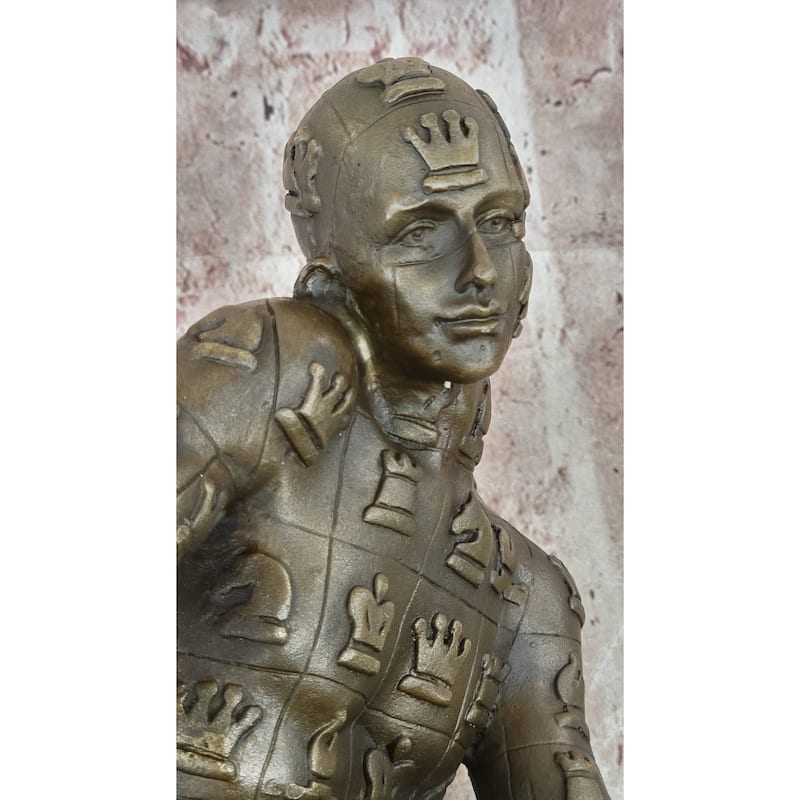 Man With Chess Figures Outfit Bronze Metal Statue Sculpture Figurine Salvador Dali 17 Inches