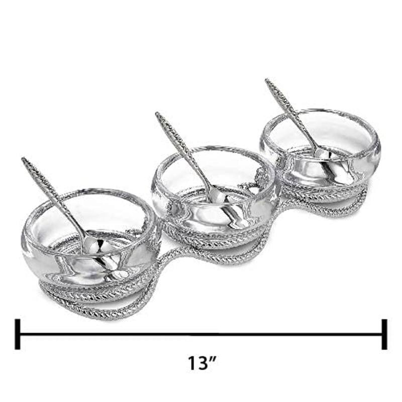 Nambe Braid Triple Condiment Set with Spoons