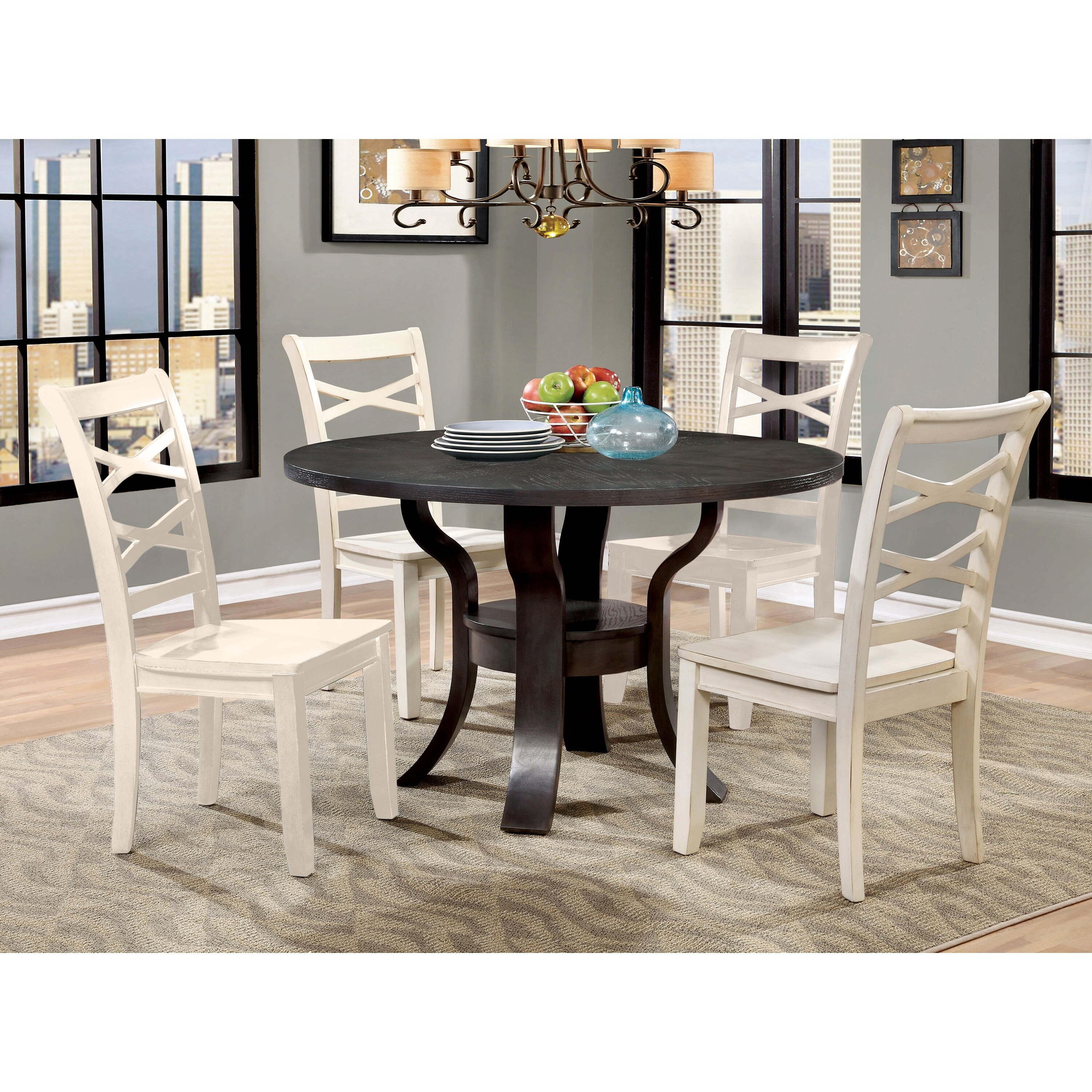 Shop Furniture Of America Russell Transitional 5 Piece White Chair