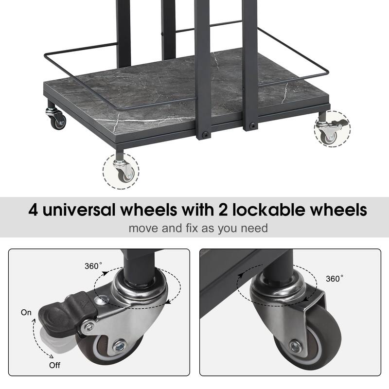 Modern Metal Storage 3-Tier Rolling Kitchen Utility Cart - 16.9" ( L ) x 13.0" ( W ) x 29.5" ( H )