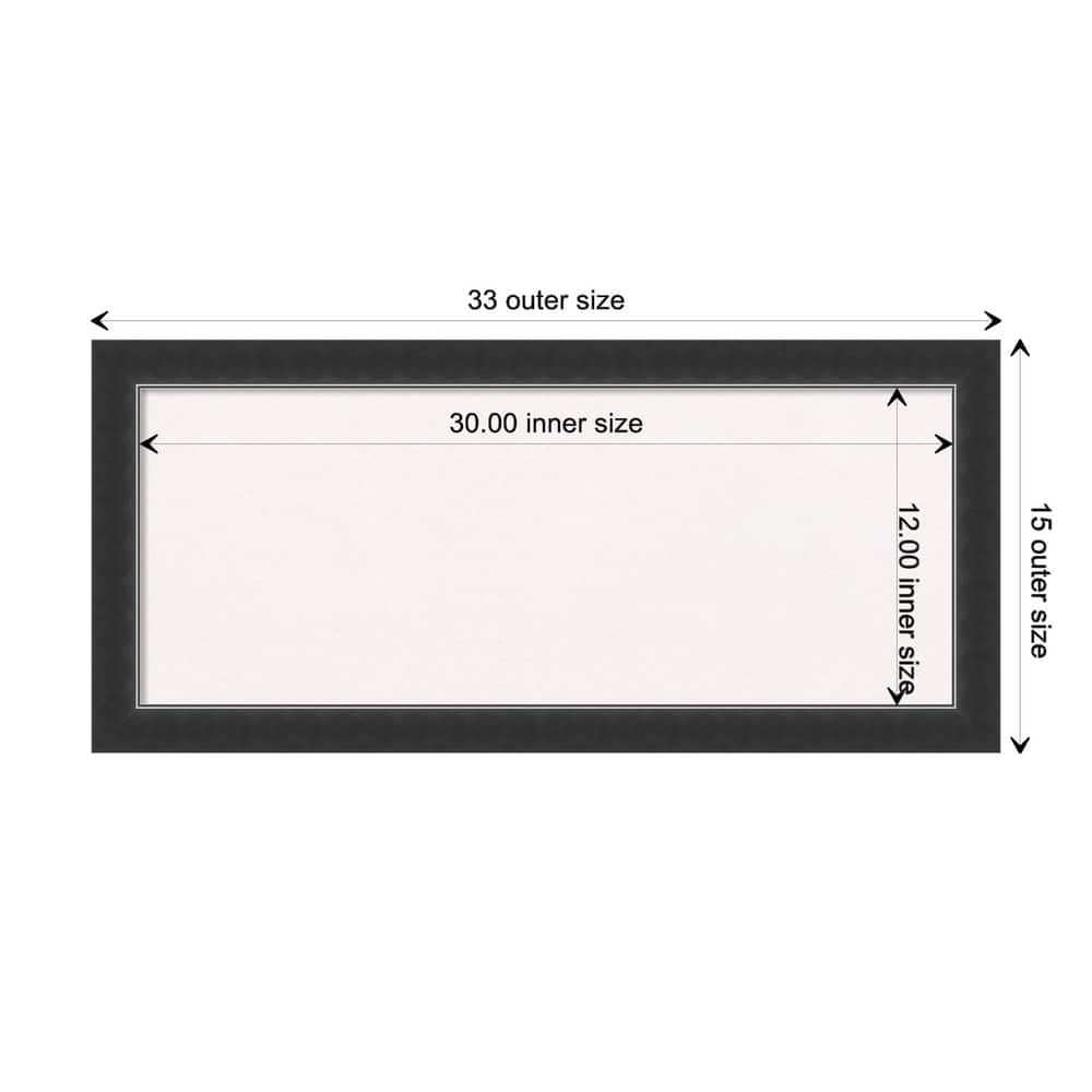 Corvino Black Narrow Wood Framed White Corkboard Bulletin Board
