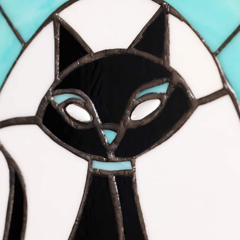 River of Goods 17-Inch Siamese Cat Stained Glass Window Panel - 11" x 0.25" x 17"