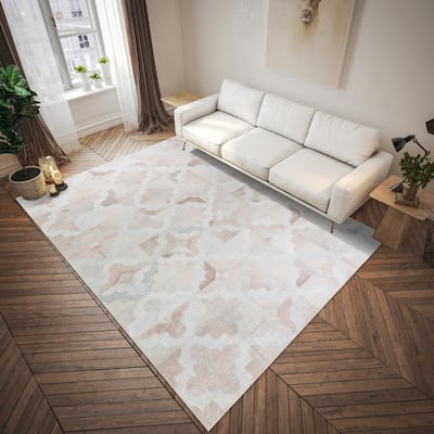 Indoor/ Outdoor Laredo Moroccan Faux Hide Patchwork Washable Area Rug