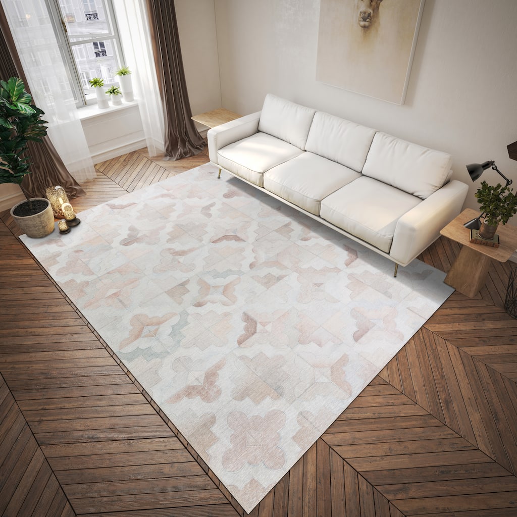 Indoor/ Outdoor Laredo Moroccan Faux Hide Patchwork Washable Area Rug