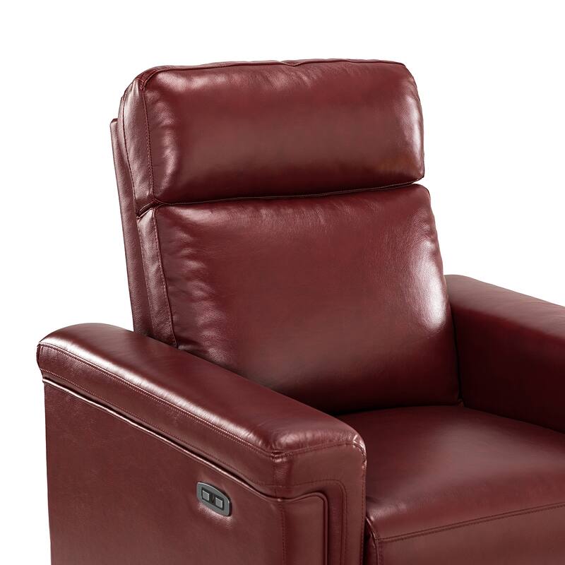 Alicia 34.65" Wide Contemporary Classic Genuine Leather Power Recliner With USB Port