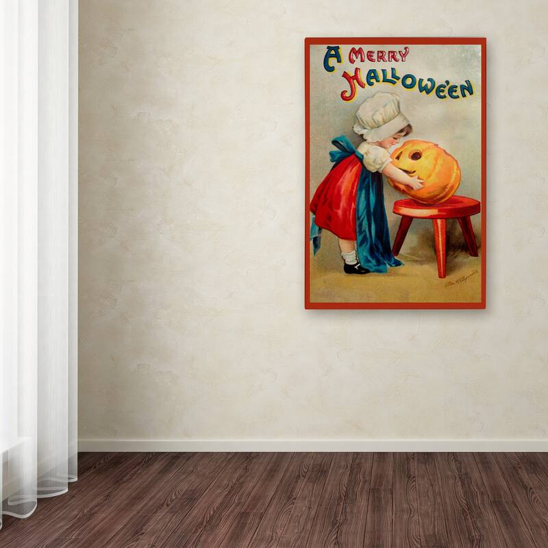 Vintage Apple Collection 'Halloween Stool Pumpkin' Canvas Art