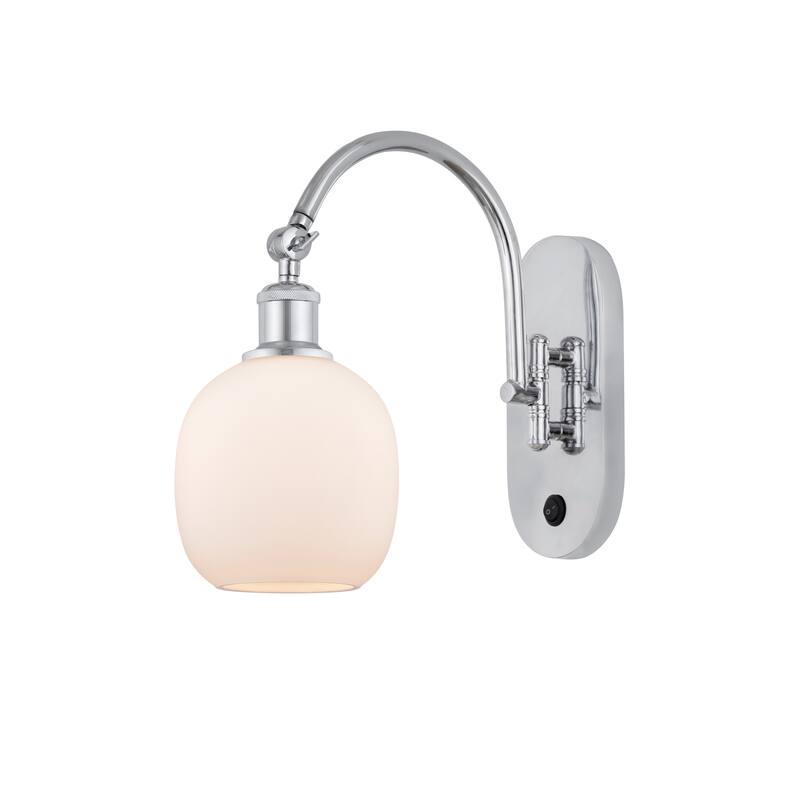 Innovations Lighting Ballston Belfast - 1 Light 6" Sconce - Arm Swivels Side To Side - Polished Chrome/Matte White