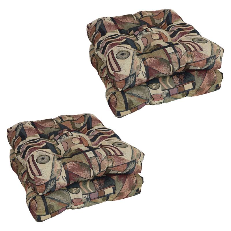 19-inch Square Tapestry Tufted Dining Chair Cushion (Multiple Patterns, Set of 1,2, or 4) - 19 x 19 - Picasso - Set of 4