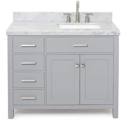 Ariel H043SRCWRVO Bristol 42" Thick Carrara Marble Vanity Top