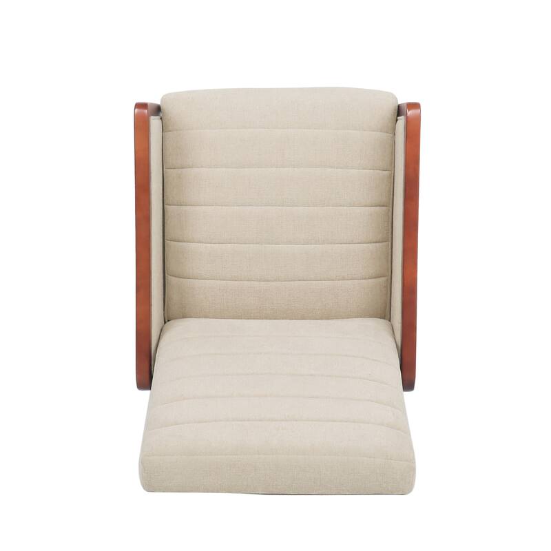 Roomfitters Mid Century Modern Fabric Channel Stitch Wood Pushback Recliner, Elegant Recliner for Living Room