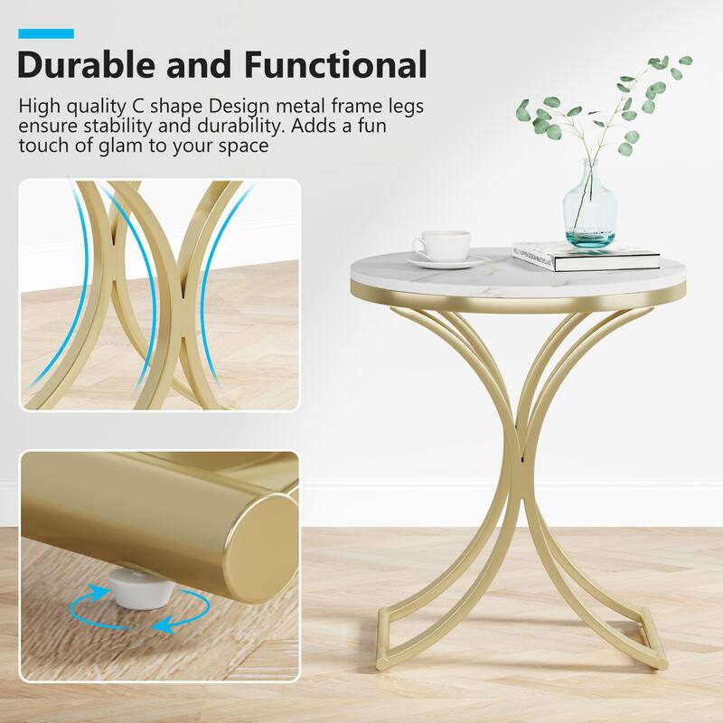 Round Side End Table Living Room, Nightstand for Bedroom