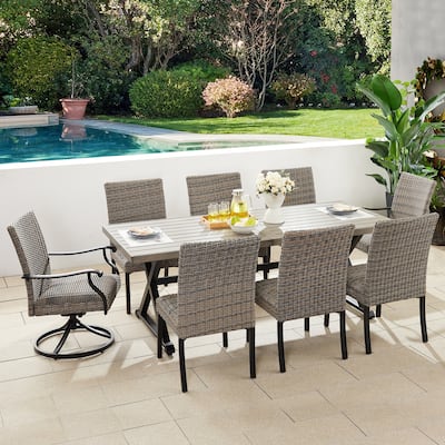 Outdoor Dining Set with 6 Dining Chairs, 2 Swivel Chairs and 1 Table