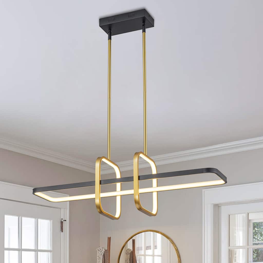 Modern LED Linear Chandelier Kitchen Island Lights for Dining Room - W34.25"