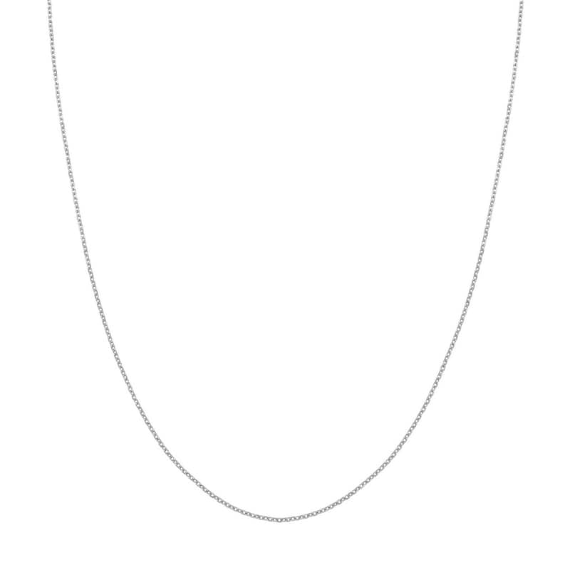 Curata 14k White Gold 1.15mm Open Diamond Cut Cable Chain Necklace (Lobster)