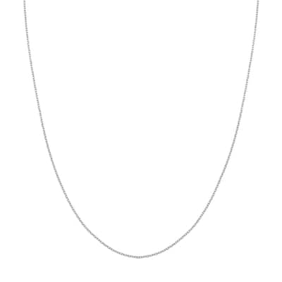 Curata 14k White Gold 1.15mm Open Diamond Cut Cable Chain Necklace (Lobster)