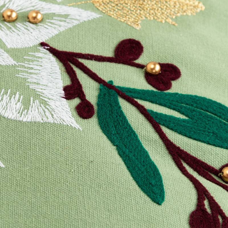 Rizzy Home Poinsettia Beaded Throw Pillow