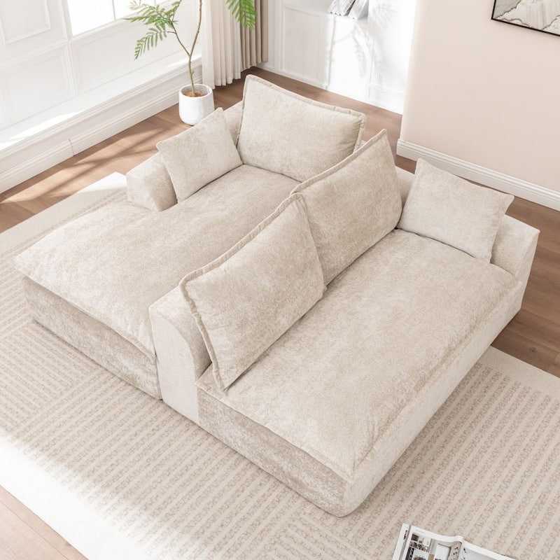 103.15" Modern Chenille Boneless Sectional Sofa with Chaise