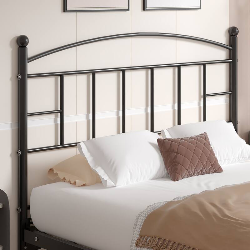 Javlergo Full/Queen/King Size Victorian Style Black Metal Headboard Heavy Duty Steel Curved Headboard Only for Bedroom - Full