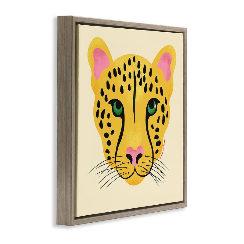 Stupell Modern Wild Cheetah Face Framed Floater Canvas Wall Art Design By Carrie Cantwell