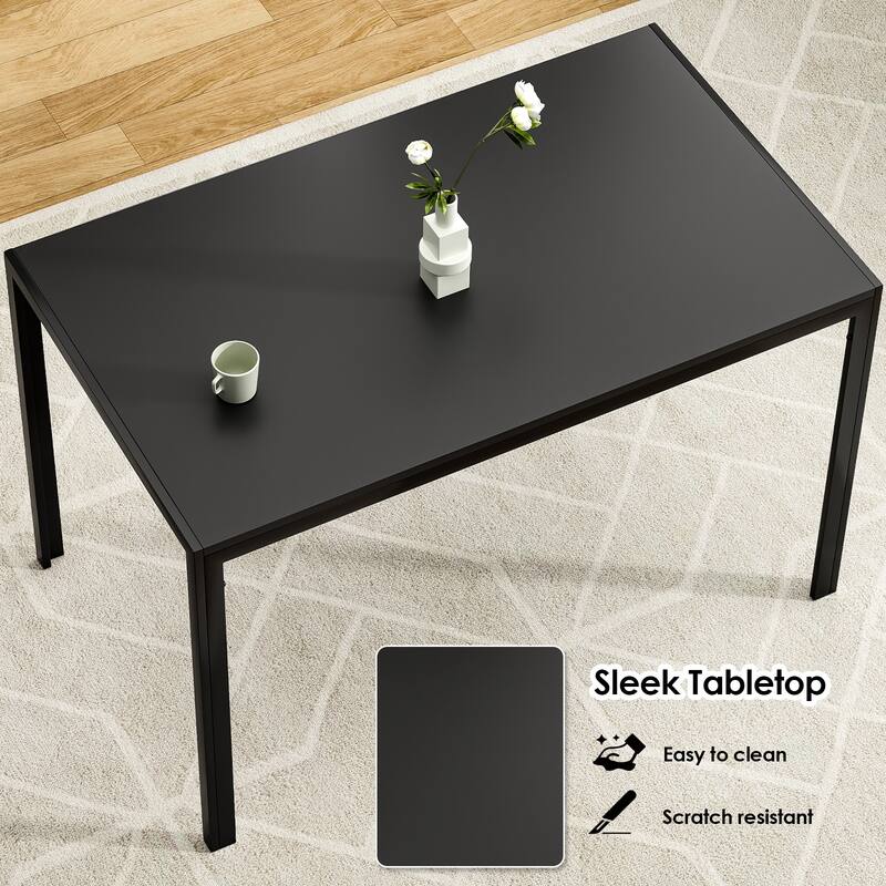 Dining Table for 4-6 Person, 47" Rectangular Wooden Dining Table Top and Metal Frame for Home Kitchen Dining Desk - Black