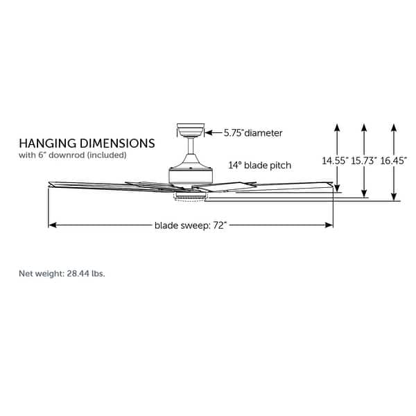 dimension image slide 0 of 2, Fanimation Levon Custom Indoor/Outdoor Smart Ceiling Fan DC Motor with Remote - Matte Greige