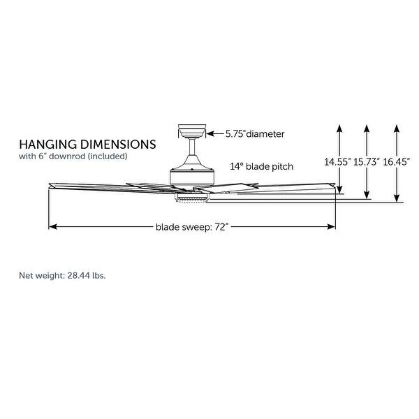 dimension image slide 0 of 2, Fanimation Levon Custom Indoor/Outdoor Smart Ceiling Fan DC Motor with Remote - Black