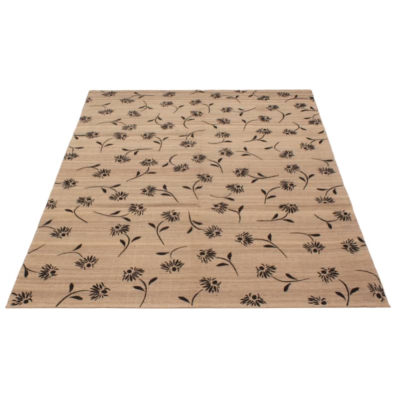 ECARPETGALLERY Flat-Weave Ankara FW Khaki Silk, Wool Kilim - 7'0 x 9'3