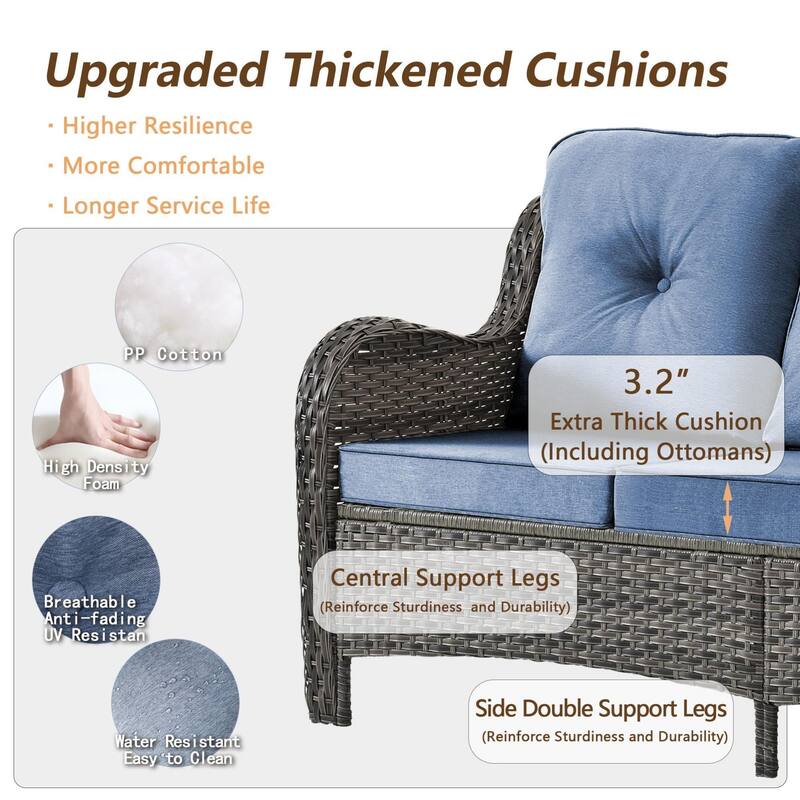 Gray Wicker Rattan Outdoor Patio Furniture Set Swivel Chair with Cushion