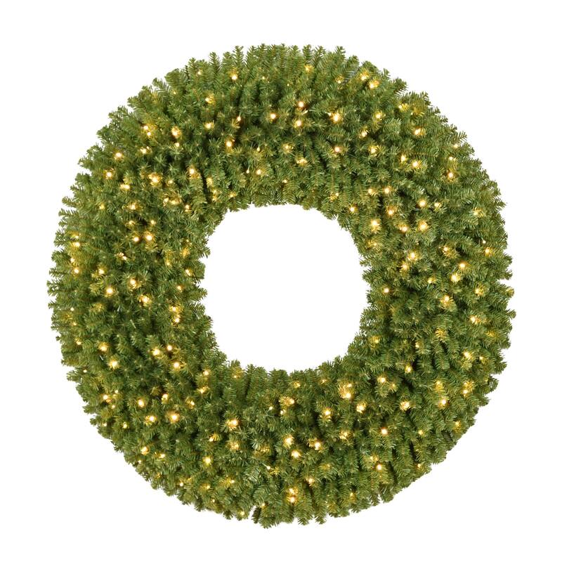Pre-Lit Spruce Artificial Christmas Wreath - 60" - Warm White LED Lights