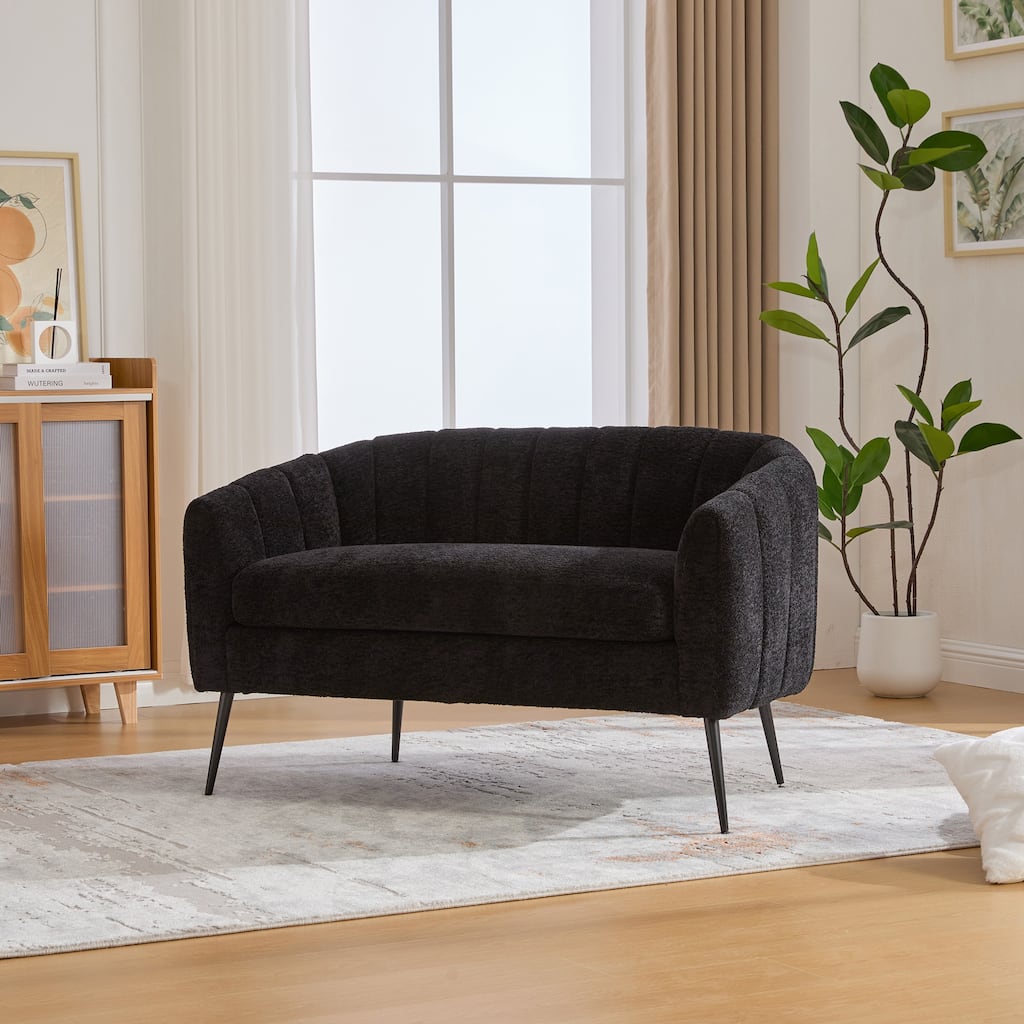 50.1" W Loveseat Sofa,Mid-Century Modern Chenille Sofa with Metal Legs