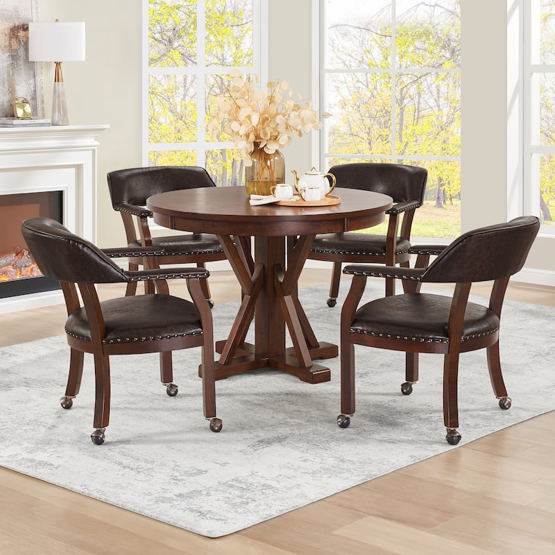 Convenience Concepts Dillon Armchair with Caster Wheels and Nailheads