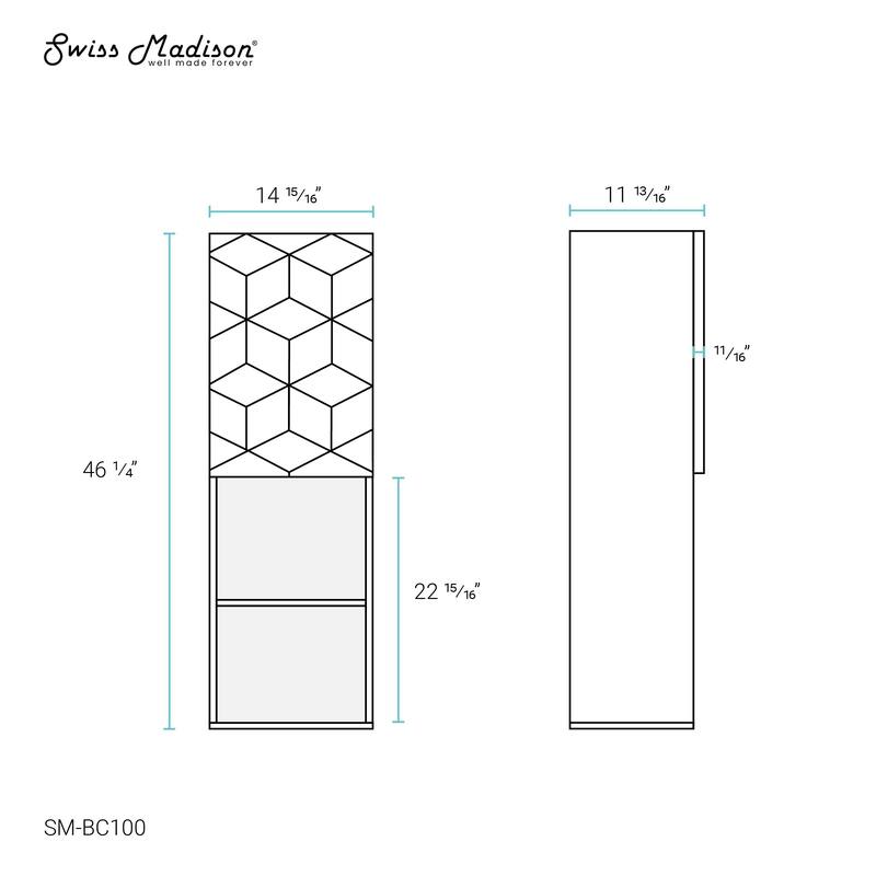 Annecy 15" W x 46" H x 12" D Linen Cabinet in Phantom Black