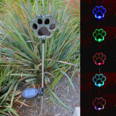 Dog Paw garden stake lights - Light Color Changing LED Red Blue Green