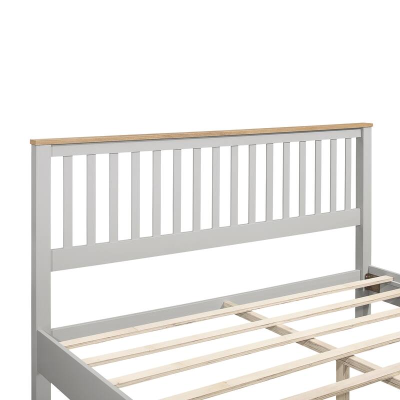 King Size Bed Frame with Headboard and Footboard, Country Gray Solid ...