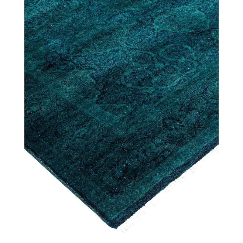 Overton Hand Knotted Wool Vintage Inspired Modern Contemporary Overdyed Navy Area Rug - 4' 3" x 6' 2"