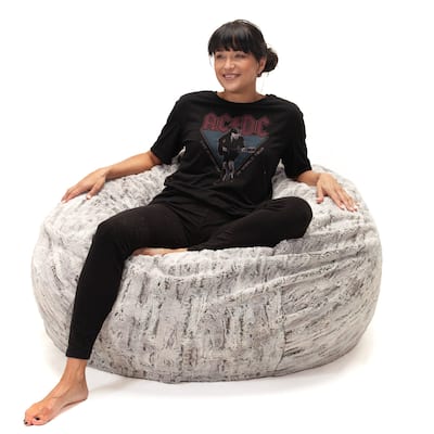 Plush Faux Fur Bean Bag Chair - 48" - Gray