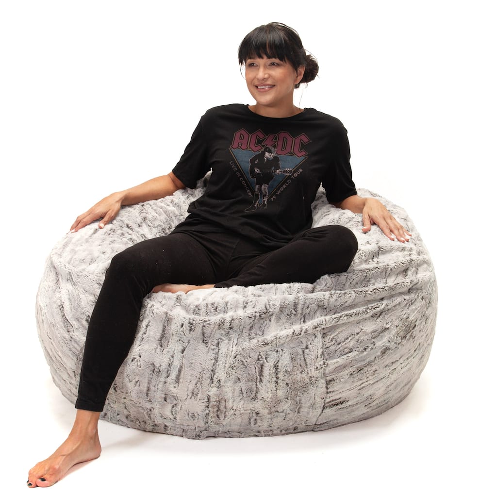 Plush Faux Fur Bean Bag Chair - 48" - Gray