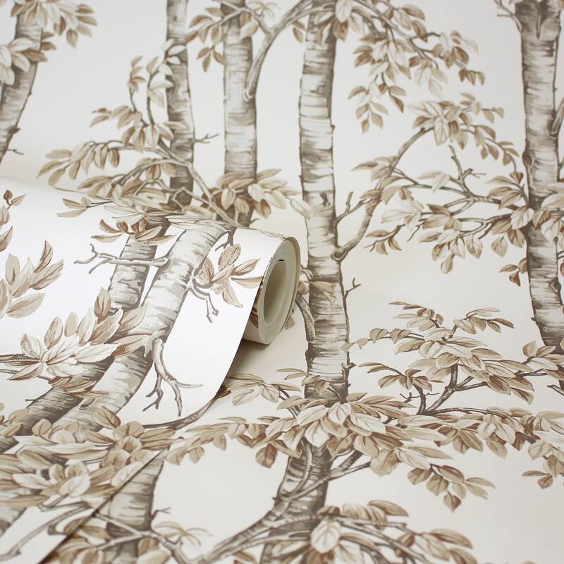 Fine Decor Bastian Neutral Trees Wallpaper - N/A