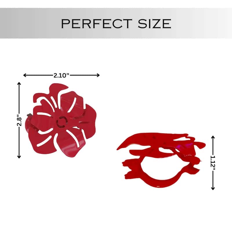 Evideco Metal Clip Big Size Poppy Set of 2 - 2.10"L x 2.8"W x 1.12"D