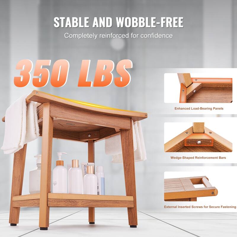 Shower Bench Waterproof Non-Slip Shower Chair Seat, for Bathroom Living Room Bedroom