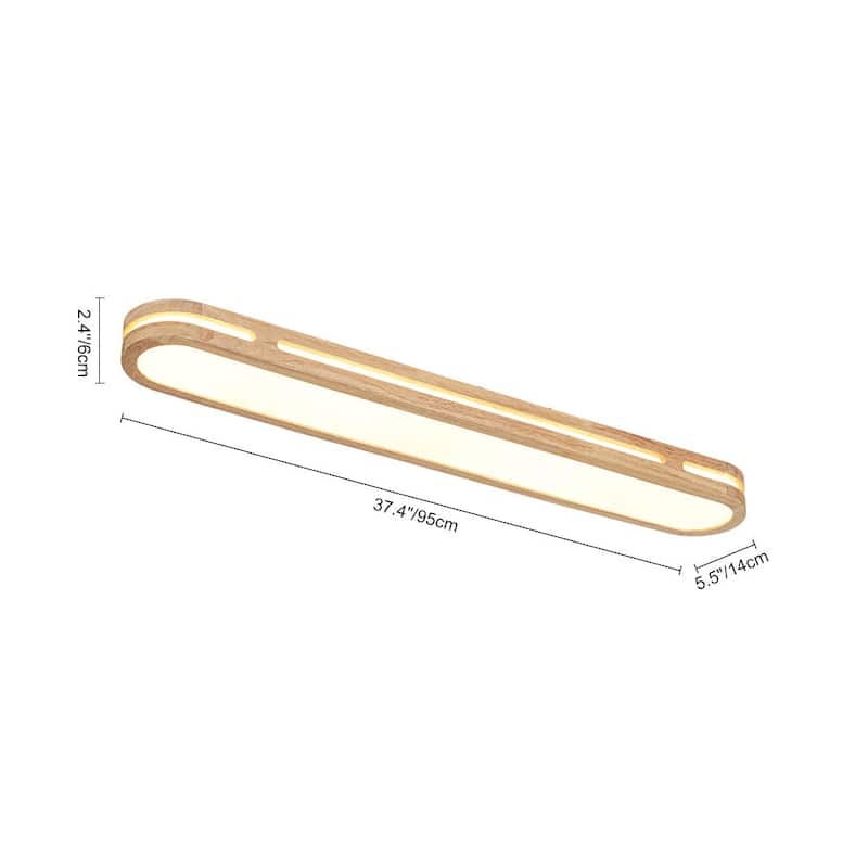 Modern Cottage Dimmable LED Oval Oak Wood Flush Mount Light - 37.4 Inches