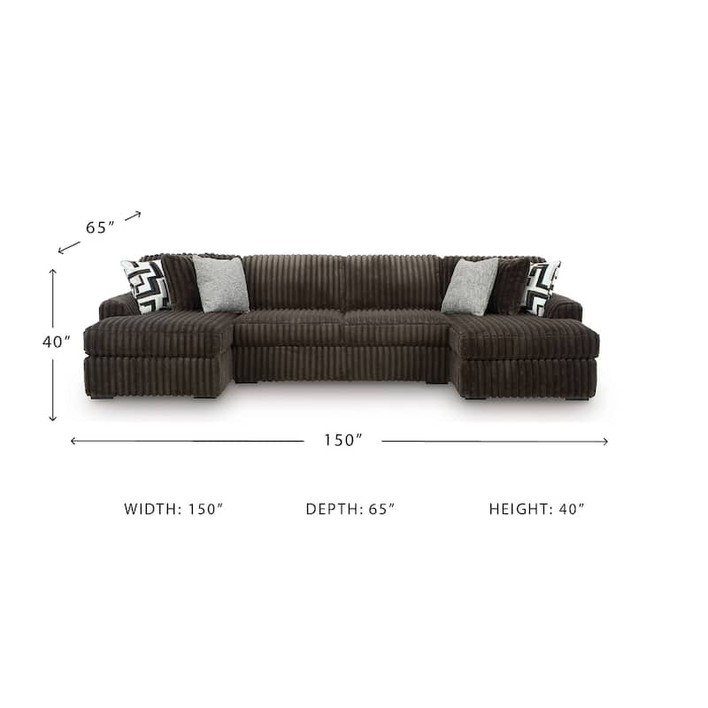 Signature Design by Ashley Midnight-madness 3-Piece Sectional with Chaise - 150" W x 65" D x 40" H
