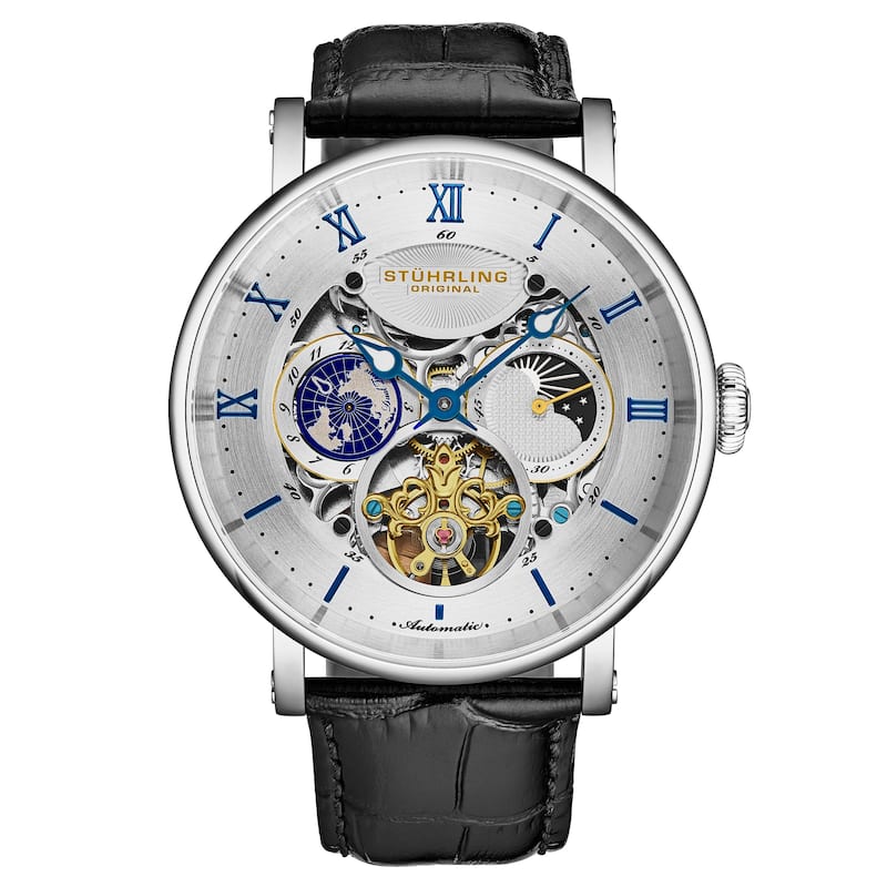 Dual Time Automatic Majestic 47mm Skeleton - Silver