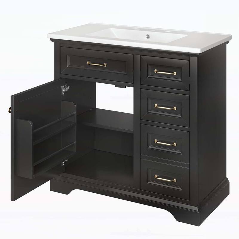 Bathroom Vanity Cabinet with Sink,2 Tip-out Drawers, Soft Close Door Hinges