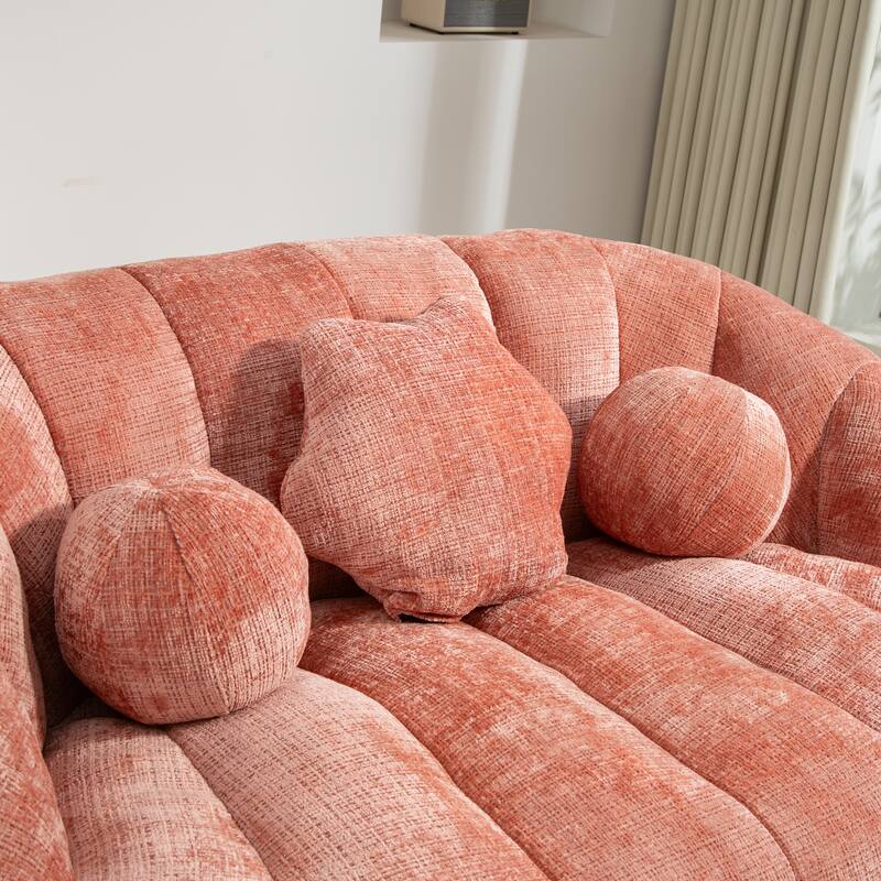 GDFStudio - Charlotte Plush Chenille Two-Seat Bean Bag Sofa for Living Room and Lounge Areas