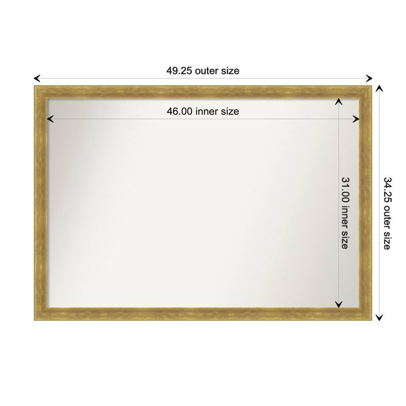 Angled Gold Framed Non-Beveled Custom Wall Mirror, Bathroom Vanity Mirror